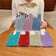 For iPhone 16 Plus Glitter Sequins Epoxy TPU Phone Case(Gold)
