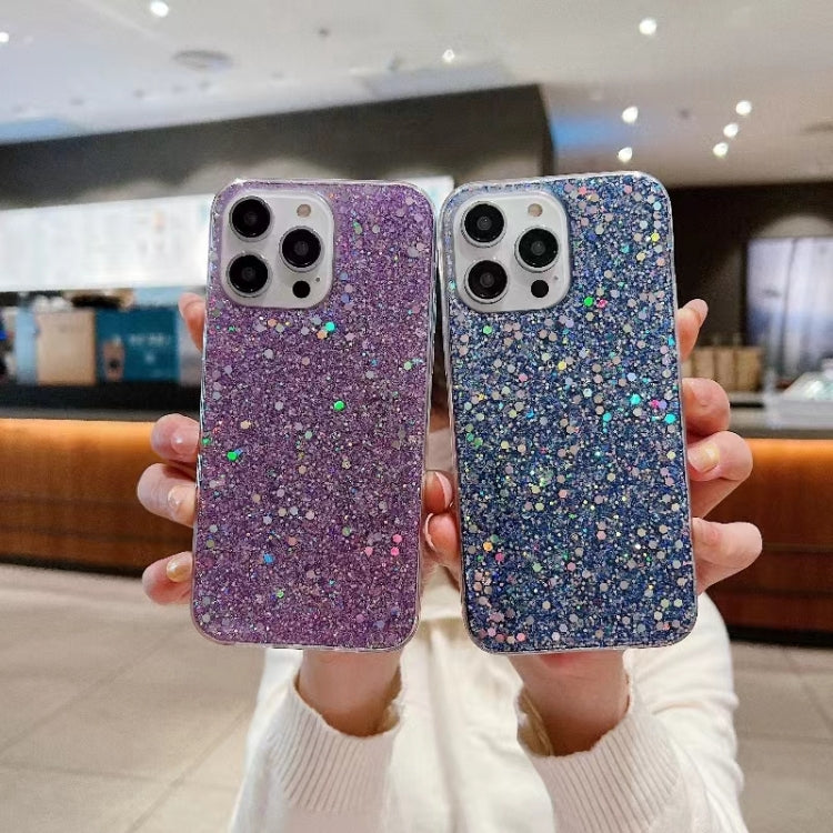 For iPhone 16 Plus Glitter Sequins Epoxy TPU Phone Case(Gold)