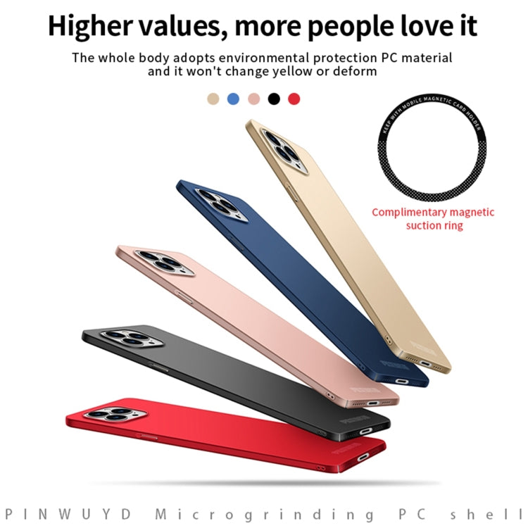 For iPhone 15 Pro Max PINWUYO Micro-Frosted PC Ultra-thin Hard Phone Case with Magsafe Magnetic Ring(Blue)