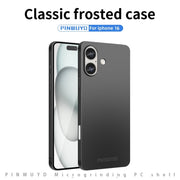 For iPhone 16 PINWUYO Micro-Frosted PC Ultra-thin Hard Phone Case with Magsafe Magnetic Ring(Black)