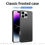 For iPhone 16 Pro PINWUYO Micro-Frosted PC Ultra-thin Hard Phone Case with Magsafe Magnetic Ring(Black)