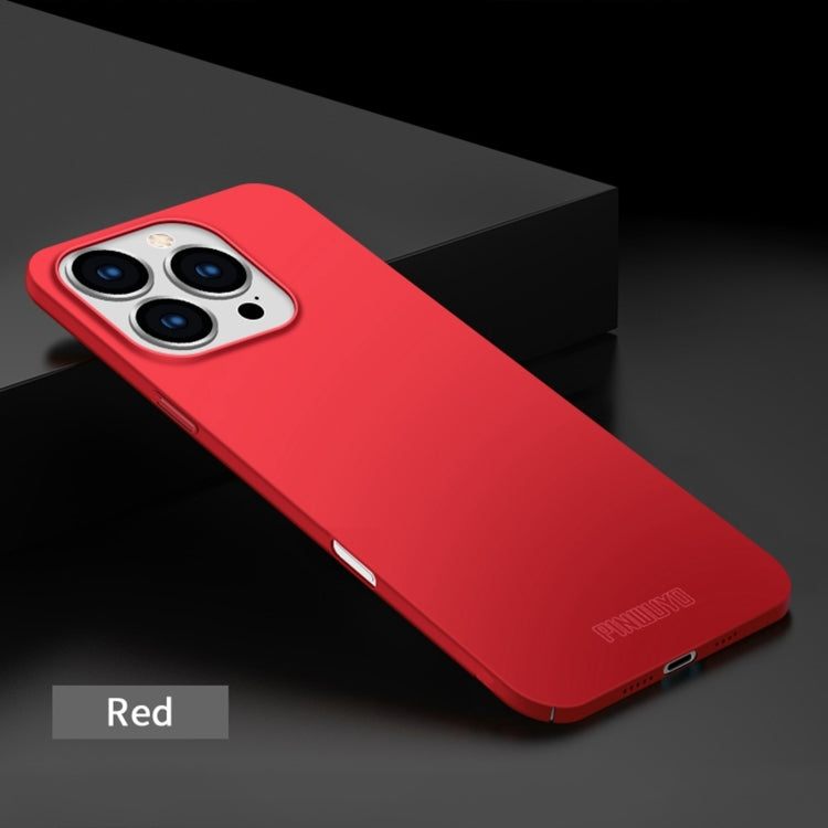 For iPhone 16 Pro Max PINWUYO Micro-Frosted PC Ultra-thin Hard Phone Case with Magsafe Magnetic Ring(Red)