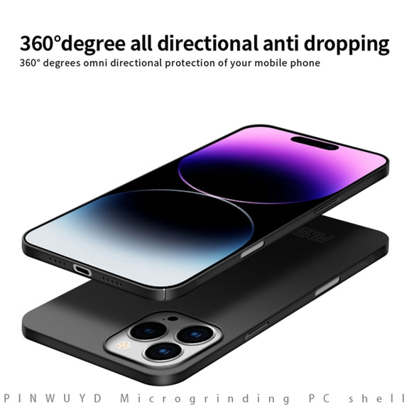 For iPhone 16 Pro Max PINWUYO Micro-Frosted PC Ultra-thin Hard Phone Case with Magsafe Magnetic Ring(Red)
