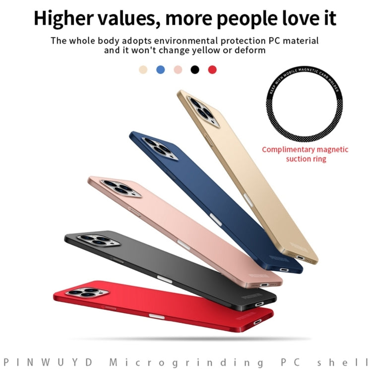 For iPhone 16 Pro Max PINWUYO Micro-Frosted PC Ultra-thin Hard Phone Case with Magsafe Magnetic Ring(Rose Gold)