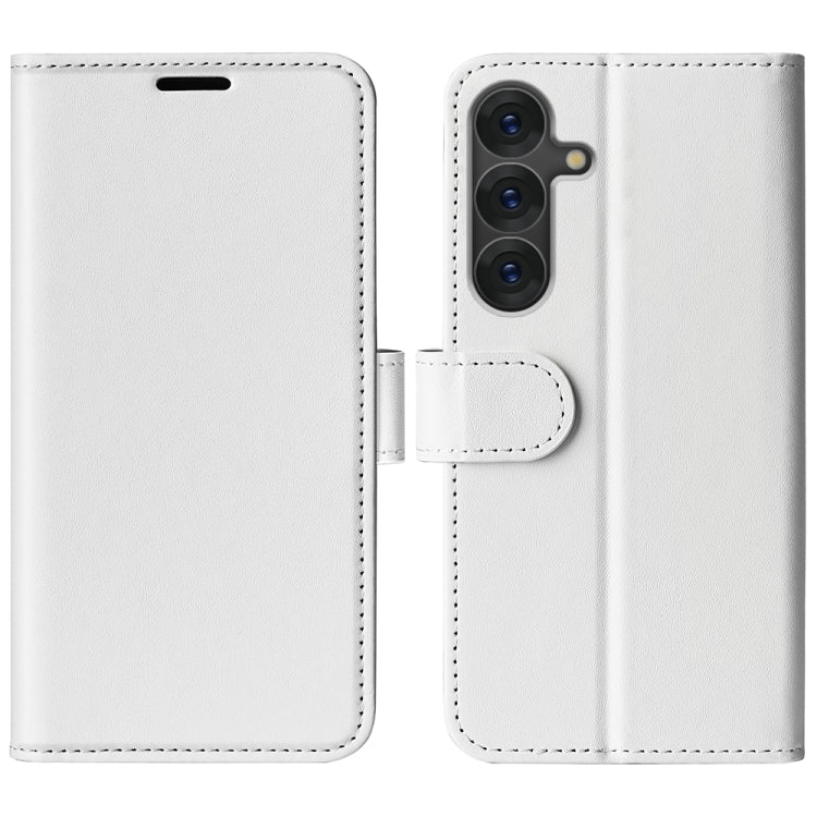 For Samsung Galaxy S25 5G R64 Texture Horizontal Flip Leather Phone Case(White)