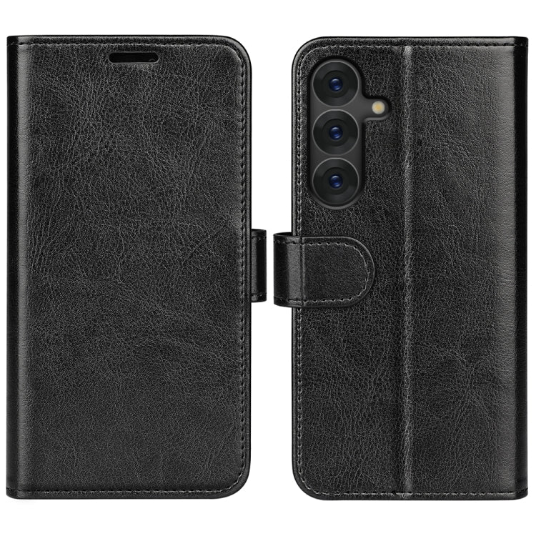 For Samsung Galaxy S25+ 5G R64 Texture Horizontal Flip Leather Phone Case(Black)