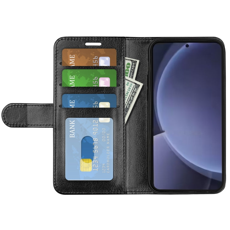 For Samsung Galaxy S25+ 5G R64 Texture Horizontal Flip Leather Phone Case(Black)