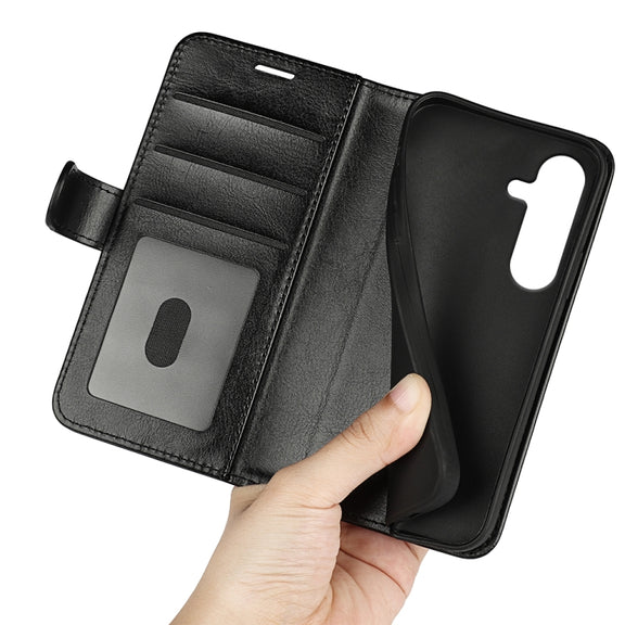 For Samsung Galaxy S25+ 5G R64 Texture Horizontal Flip Leather Phone Case(Black)