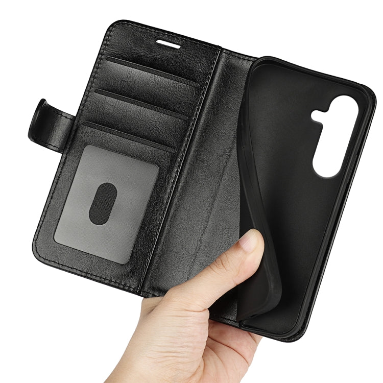 For Samsung Galaxy S25+ 5G R64 Texture Horizontal Flip Leather Phone Case(Black)