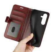 For Samsung Galaxy S25+ 5G R64 Texture Horizontal Flip Leather Phone Case(Brown)
