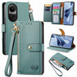 For OPPO Reno10 / 10 Pro Global Love Zipper Lanyard Leather Phone Case(Green) - OPPO Cases by PMC TechLife | Online Shopping South Africa | PMC TechLife | Buy Now Pay Later Mobicred