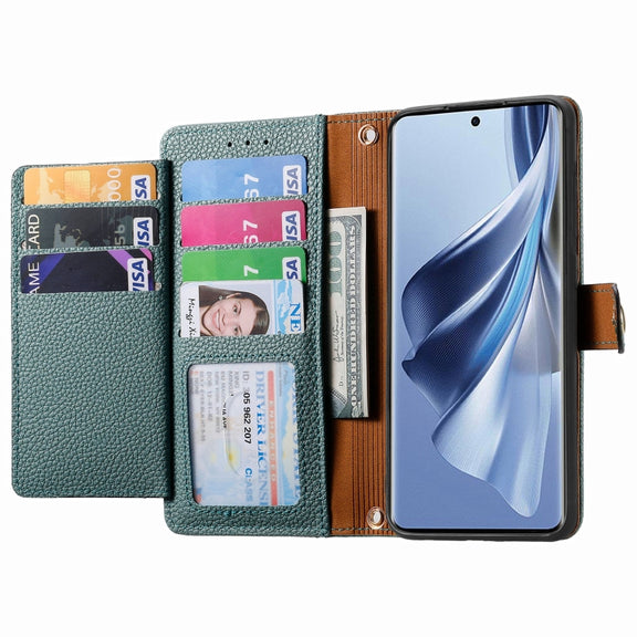 For OPPO Reno10 / 10 Pro Global Love Zipper Lanyard Leather Phone Case(Green)