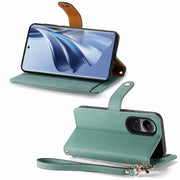 For OPPO Reno10 / 10 Pro Global Love Zipper Lanyard Leather Phone Case(Green)