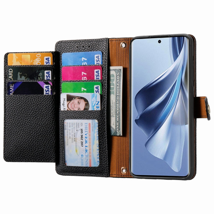 For OPPO Reno10 / 10 Pro Global Love Zipper Lanyard Leather Phone Case(Black)