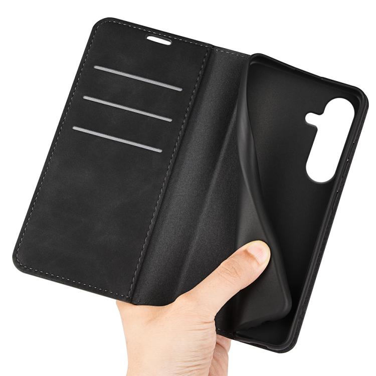 For Samsung Galaxy S25 5G Retro-skin Magnetic Suction Leather Phone Case(Black)