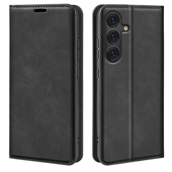 For Samsung Galaxy S25 5G Retro-skin Magnetic Suction Leather Phone Case(Black)