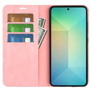 For Samsung Galaxy S25 5G Retro-skin Magnetic Suction Leather Phone Case(Pink)