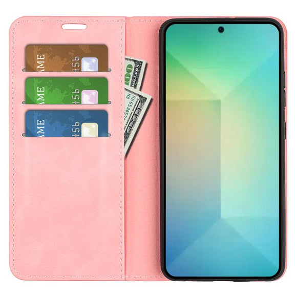 For Samsung Galaxy S25 5G Retro-skin Magnetic Suction Leather Phone Case(Pink)
