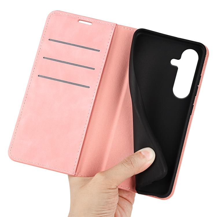 For Samsung Galaxy S25 5G Retro-skin Magnetic Suction Leather Phone Case(Pink)