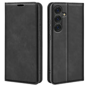 For Samsung Galaxy S25+ 5G Retro-skin Magnetic Suction Leather Phone Case(Black)