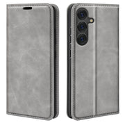 For Samsung Galaxy S25+ 5G Retro-skin Magnetic Suction Leather Phone Case(Grey)