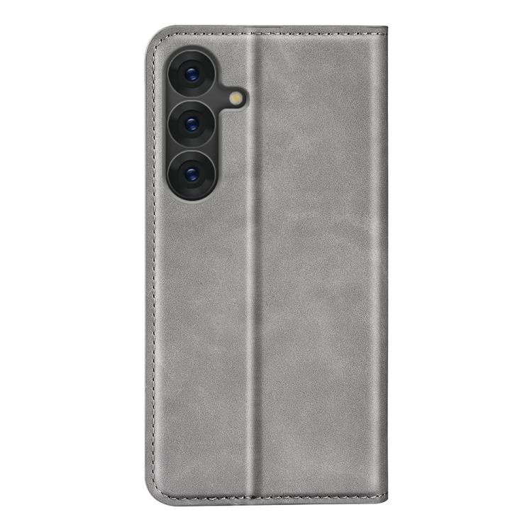 For Samsung Galaxy S25+ 5G Retro-skin Magnetic Suction Leather Phone Case(Grey)