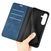For Samsung Galaxy S25+ 5G Retro-skin Magnetic Suction Leather Phone Case(Dark Blue)