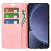 For Samsung Galaxy S25+ 5G Retro-skin Magnetic Suction Leather Phone Case(Pink)