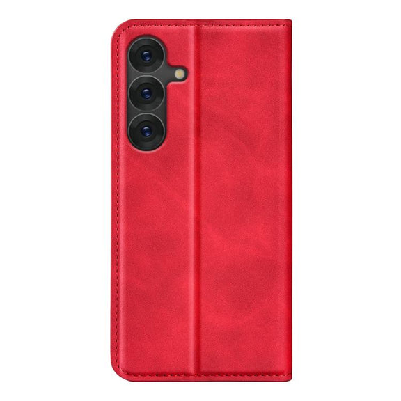 For Samsung Galaxy S25+ 5G Retro-skin Magnetic Suction Leather Phone Case(Red)