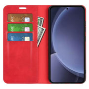 For Samsung Galaxy S25+ 5G Retro-skin Magnetic Suction Leather Phone Case(Red)
