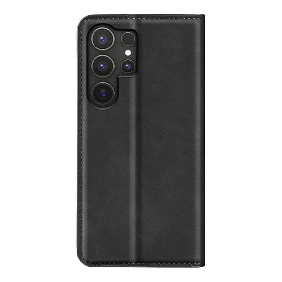 For Samsung Galaxy S25 Ultra 5G Retro-skin Magnetic Suction Leather Phone Case(Black)