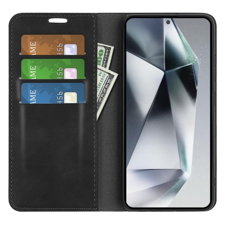For Samsung Galaxy S25 Ultra 5G Retro-skin Magnetic Suction Leather Phone Case(Black)