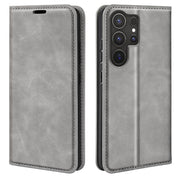 For Samsung Galaxy S25 Ultra 5G Retro-skin Magnetic Suction Leather Phone Case(Grey)
