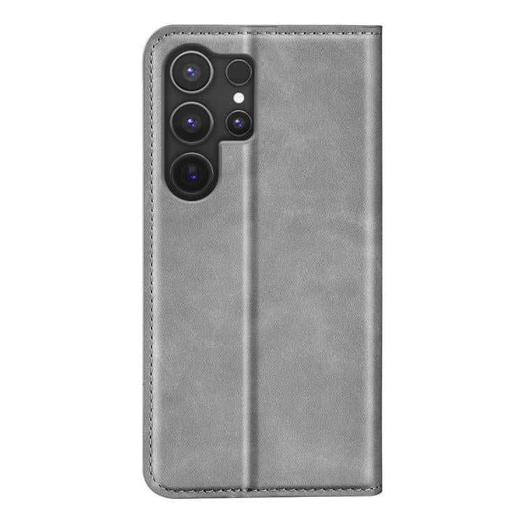 For Samsung Galaxy S25 Ultra 5G Retro-skin Magnetic Suction Leather Phone Case(Grey)