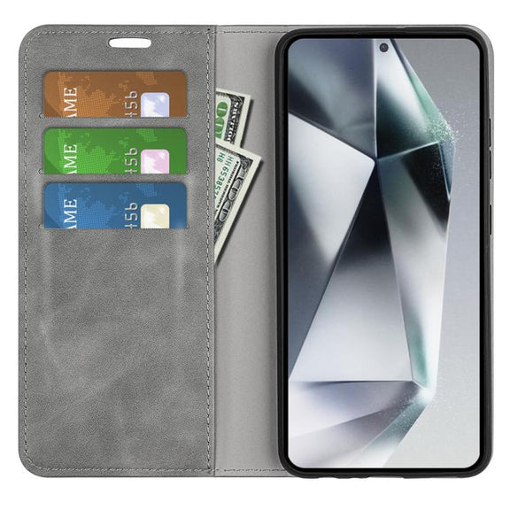 For Samsung Galaxy S25 Ultra 5G Retro-skin Magnetic Suction Leather Phone Case(Grey)