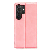 For Samsung Galaxy S25 Ultra 5G Retro-skin Magnetic Suction Leather Phone Case(Pink)