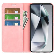 For Samsung Galaxy S25 Ultra 5G Retro-skin Magnetic Suction Leather Phone Case(Pink)
