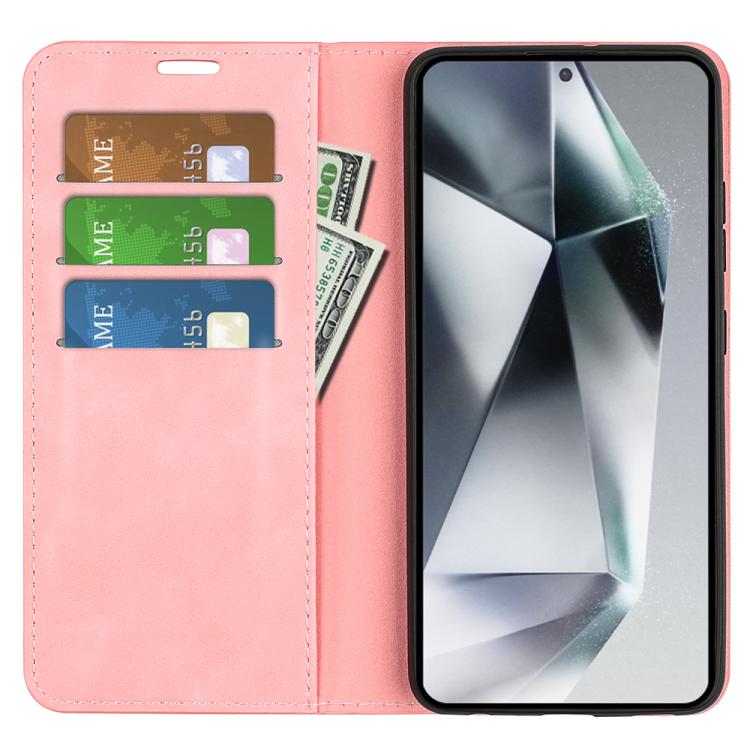 For Samsung Galaxy S25 Ultra 5G Retro-skin Magnetic Suction Leather Phone Case(Pink)