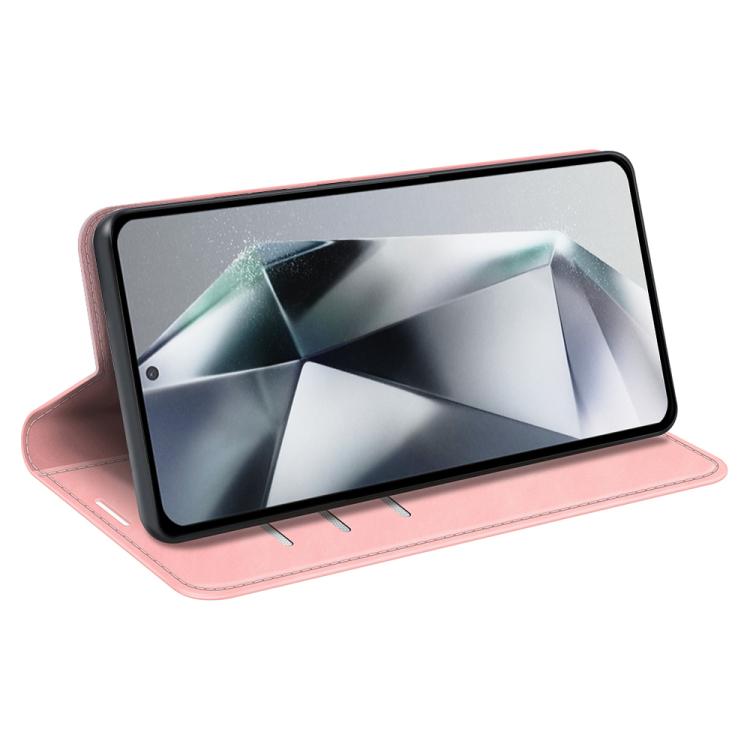 For Samsung Galaxy S25 Ultra 5G Retro-skin Magnetic Suction Leather Phone Case(Pink)