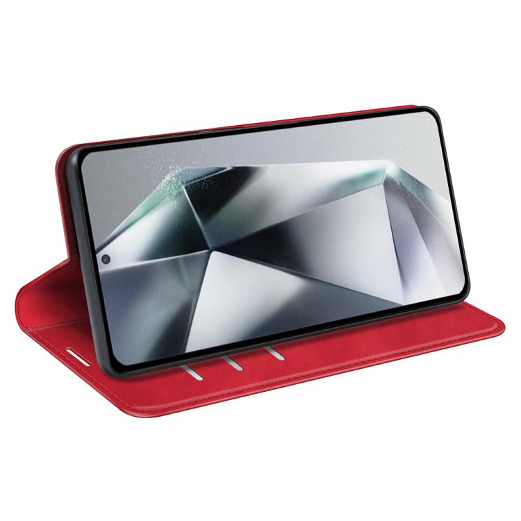 or Samsung Galaxy S25 Ultra 5G Retro-skin Magnetic Suction Leather Phone Case(Red)