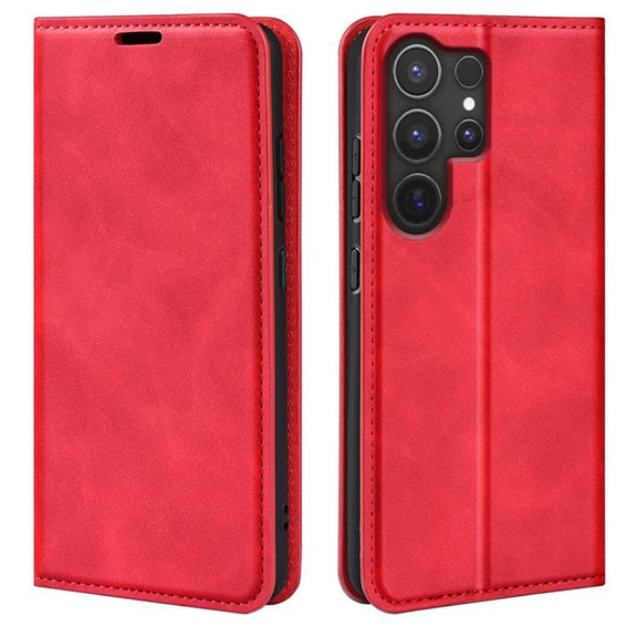 or Samsung Galaxy S25 Ultra 5G Retro-skin Magnetic Suction Leather Phone Case(Red)