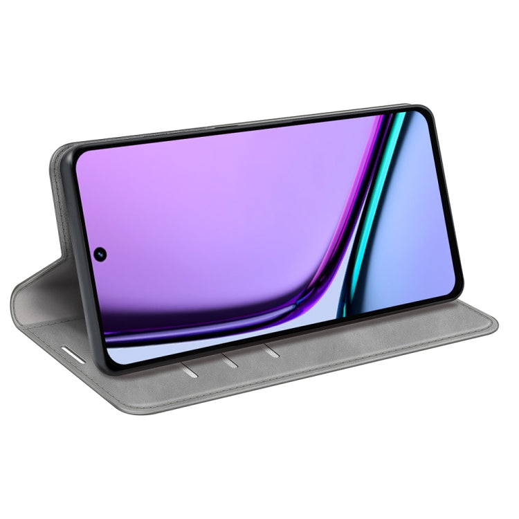 For Realme C67 4G Retro-skin Magnetic Suction Leather Phone Case(Grey)