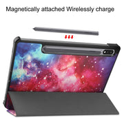 For Samsung Galaxy Tab S9 JUNSUNMAY Custer Painted 3-Fold Stand Leather Smart Tablet Case(Graffiti)