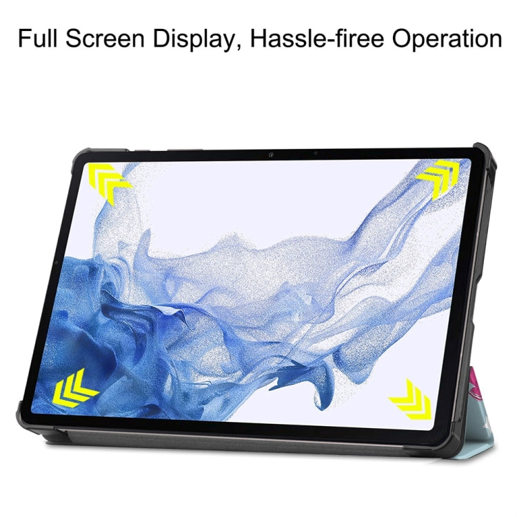 For Samsung Galaxy Tab S9 JUNSUNMAY Custer Painted 3-Fold Stand Leather Smart Tablet Case(Unicorn)