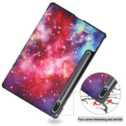 For Samsung Galaxy Tab S9 JUNSUNMAY Custer Painted 3-Fold Stand Leather Smart Tablet Case(Galaxy)