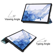 For Samsung Galaxy Tab S9 JUNSUNMAY Custer Painted 3-Fold Stand Leather Smart Tablet Case(Galaxy)