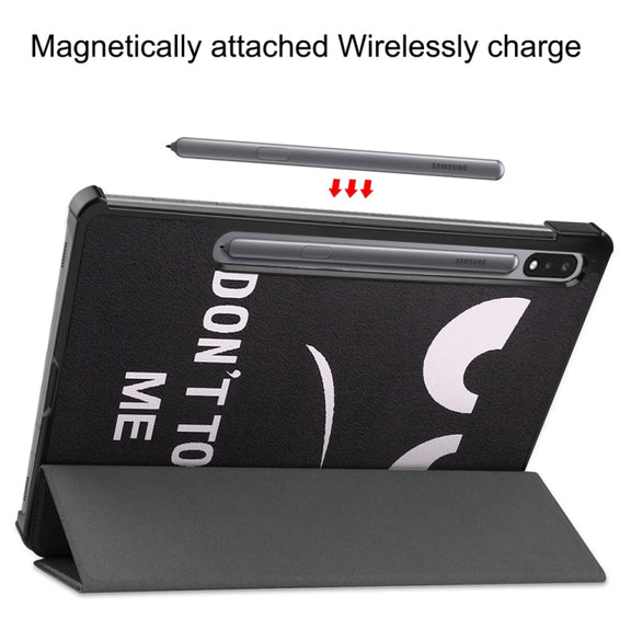 For Samsung Galaxy Tab S9 JUNSUNMAY Custer Painted 3-Fold Stand Leather Smart Tablet Case(Big Eye)