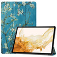 For Samsung Galaxy Tab S9+ JUNSUNMAY Custer Painted 3-Fold Stand Leather Smart Tablet Case(Apricot Flower) - free shipping - PMC TechLife - Order now!