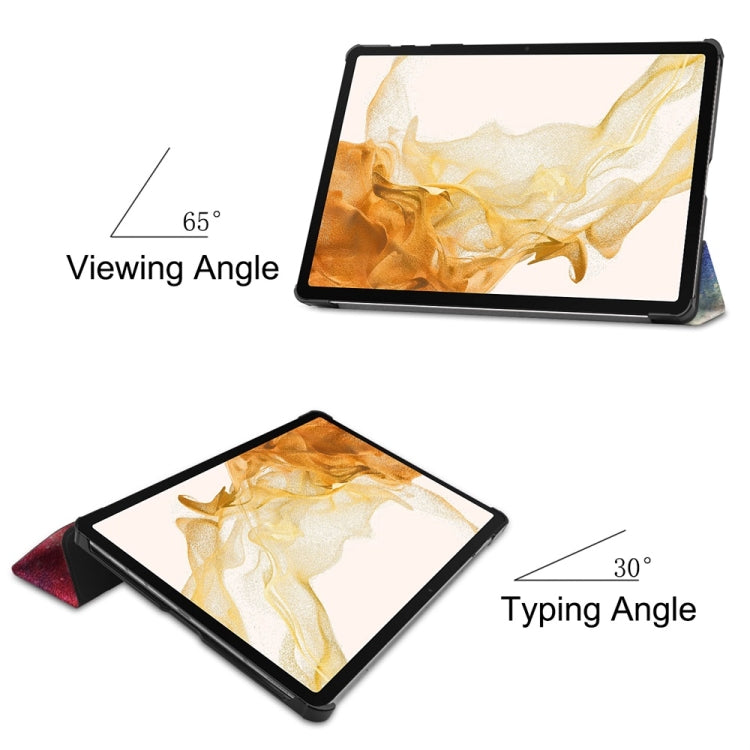 For Samsung Galaxy Tab S9+ JUNSUNMAY Custer Painted 3-Fold Stand Leather Smart Tablet Case(Galaxy)