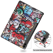 For Samsung Galaxy Tab S9 FE+ 12.4 JUNSUNMAY Custer Painted 3-Fold Stand Leather Smart Tablet Case(Graffiti)